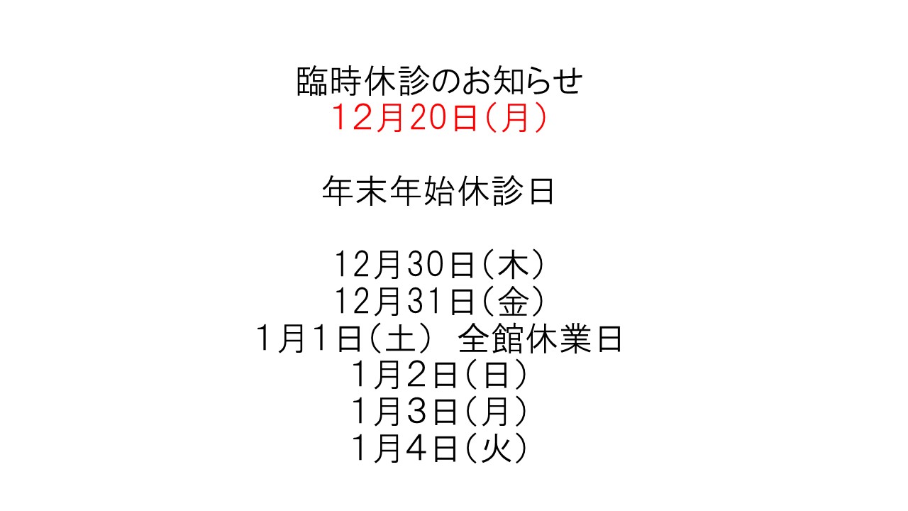 12月診察体制のご案内